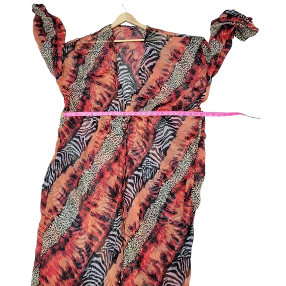 Fashion Nova Red Sheer Animal Print Cover Up - Picture 8 of 9